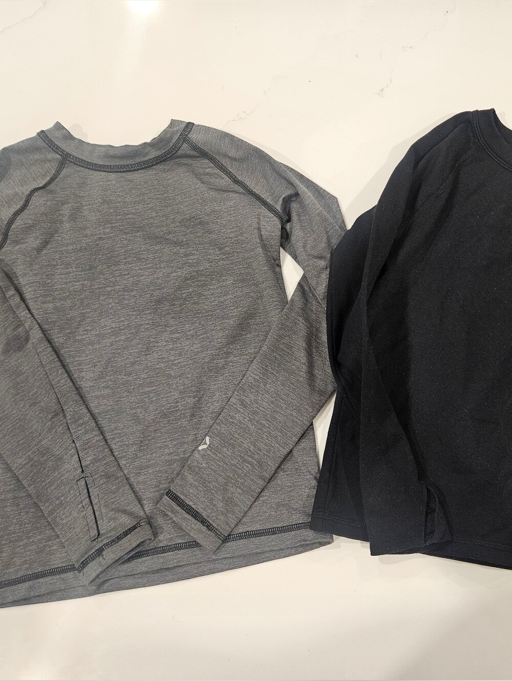 Boys All In Motion Long Base Layer Sleeve Tops - Gray & Black (Set), Small 6/7